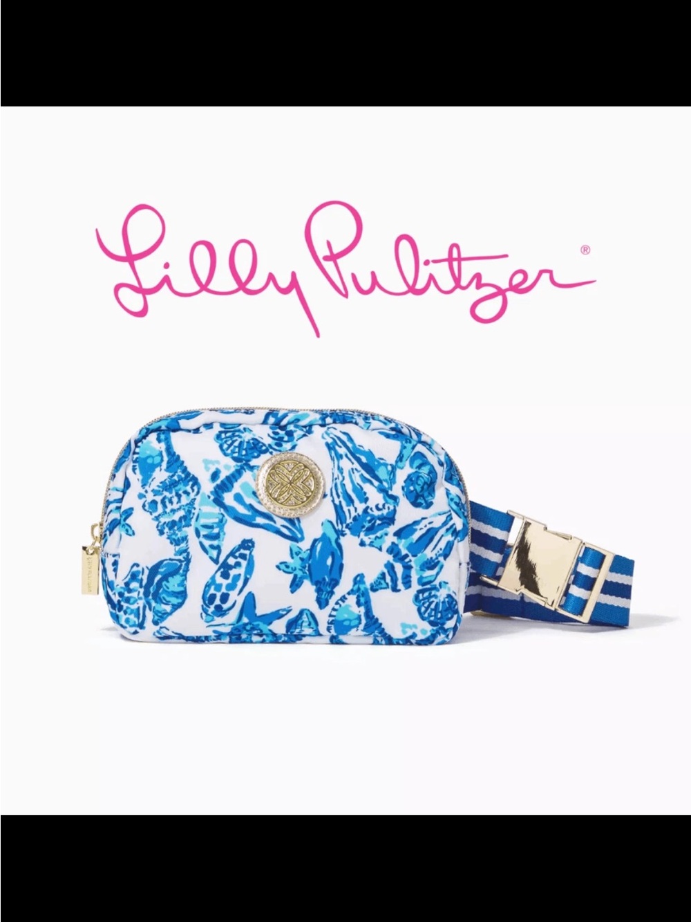 NWOT. LILLY PULITZER Jeanie Belt Bag Resort White Shell Collector